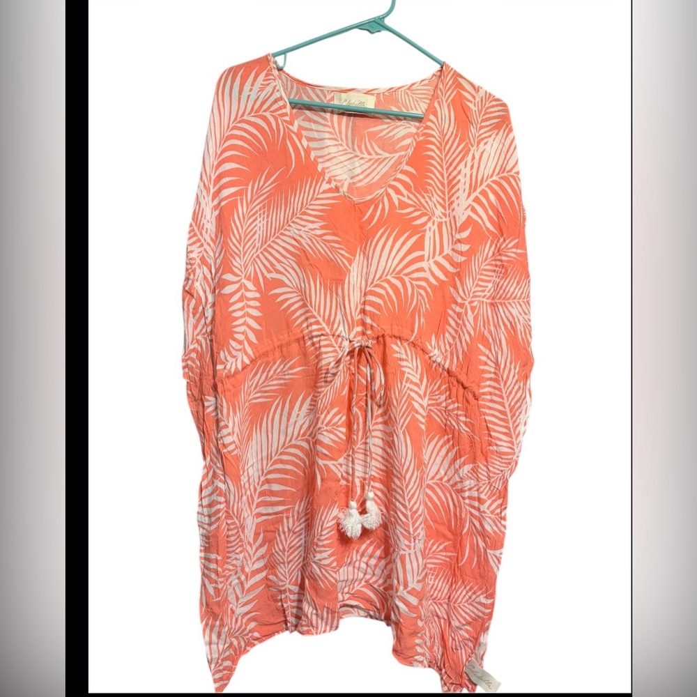 Cleobella Pink Palm Print Tassel Coverup Tunic Dress One Size Viscose - Picture 4 of 8